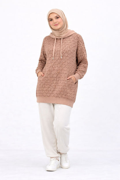 Signature Pattern Hooded Knit Tunic