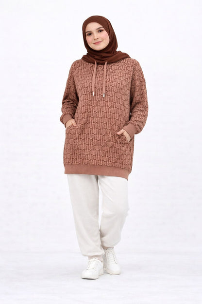 Signature Pattern Hooded Knit Tunic