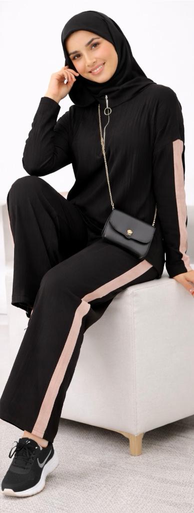 Ribbed Zip-Neck Modest Lounge Set
