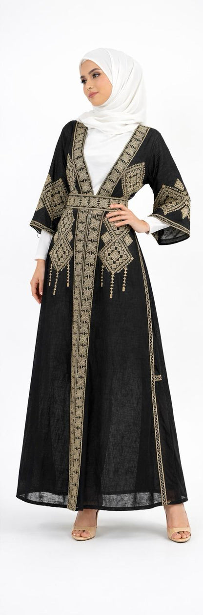 Heritage Embroidered Open Abaya