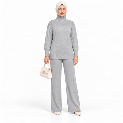Ribbed Turtleneck Knit Two-Piece Collection