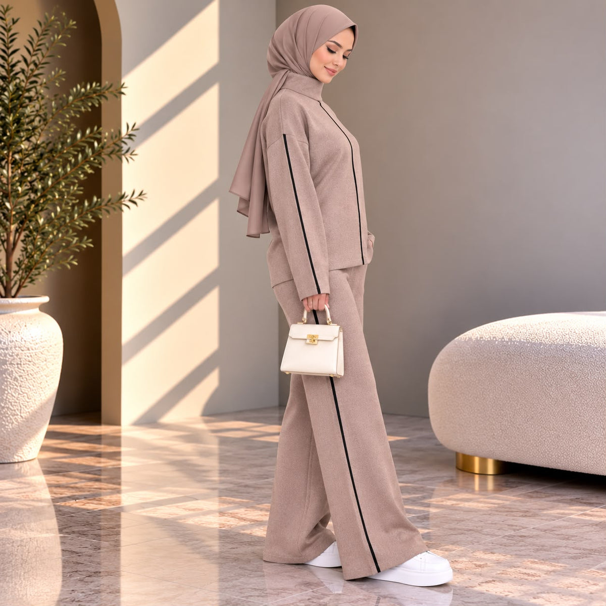 Contrast Knit Set