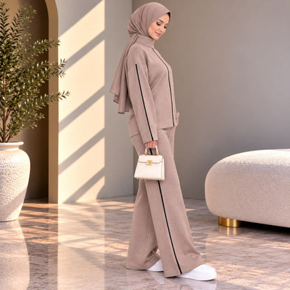 Contrast Knit Set