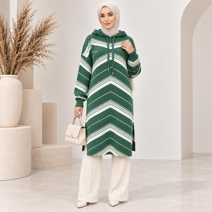 Chevron Knit Hoodie Tunic Collection