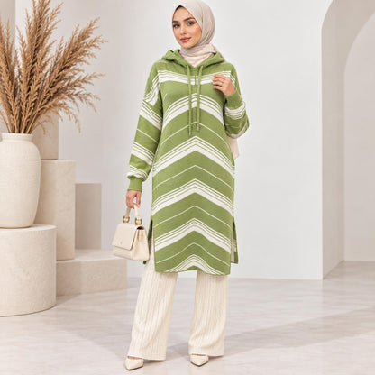 Chevron Knit Hoodie Tunic Collection