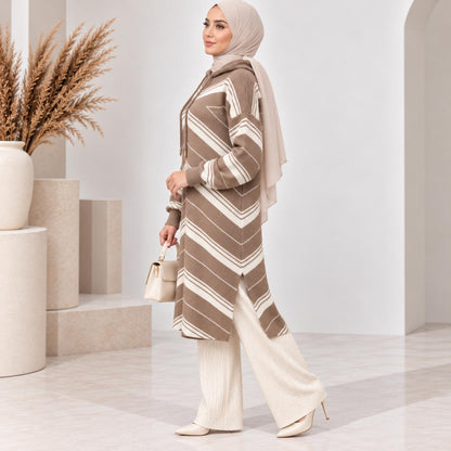 Chevron Knit Hoodie Tunic Collection