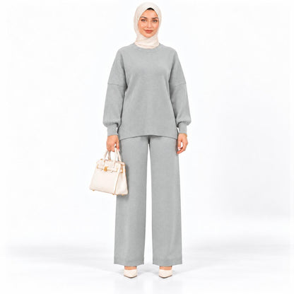 Crewneck Sweater Wide-leg set