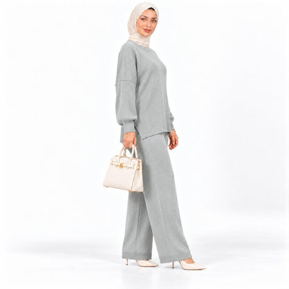 Crewneck Sweater Wide-leg set
