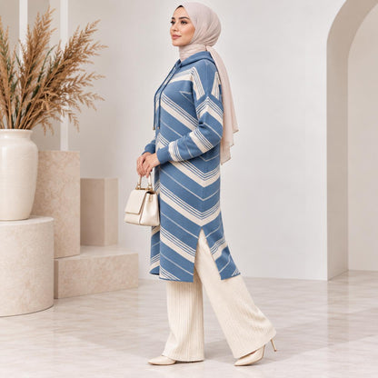 Chevron Knit Hoodie Tunic Collection