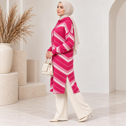 Chevron Knit Hoodie Tunic Collection