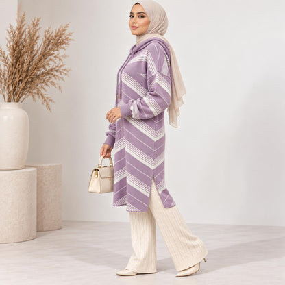 Chevron Knit Hoodie Tunic Collection