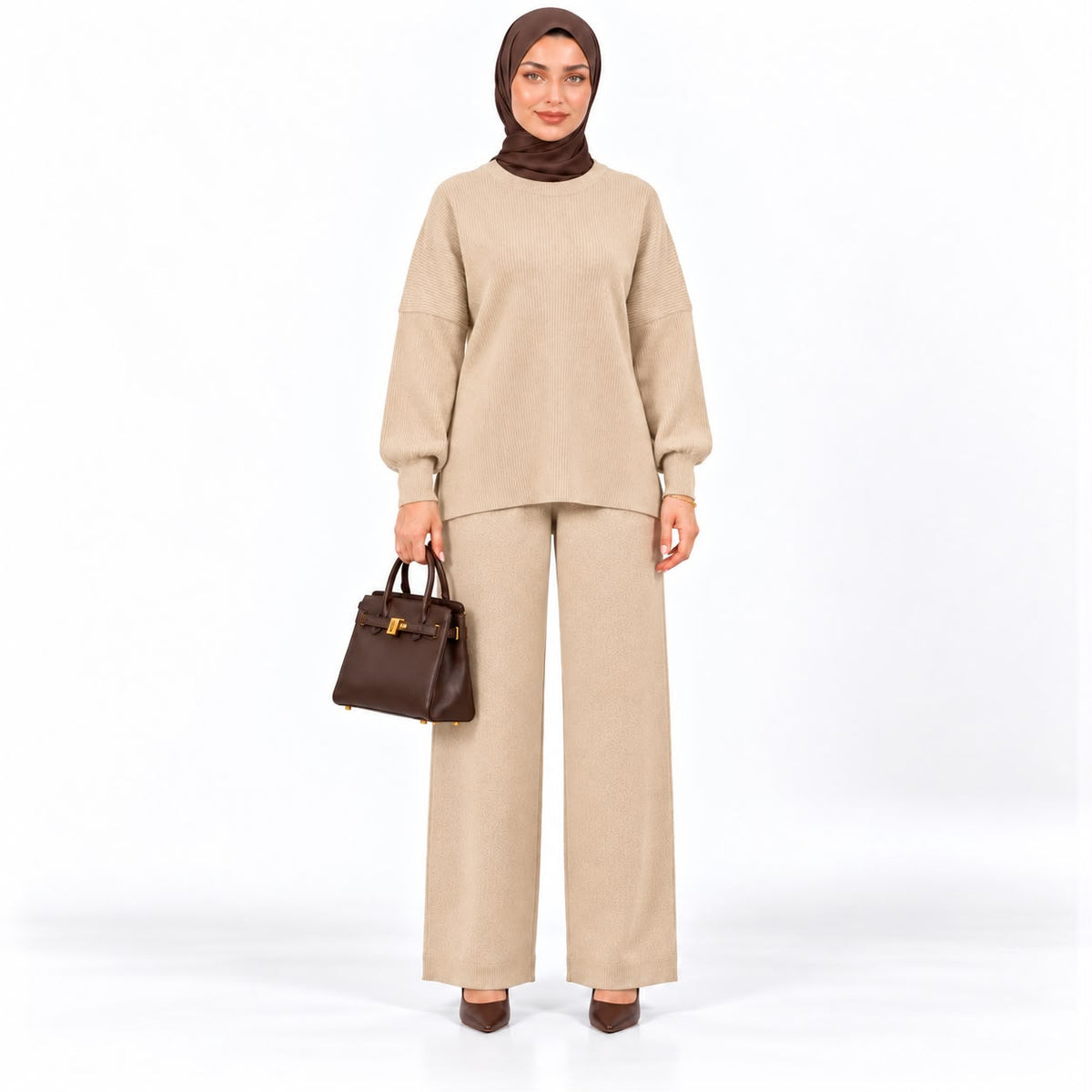 Crewneck Sweater Wide-leg set