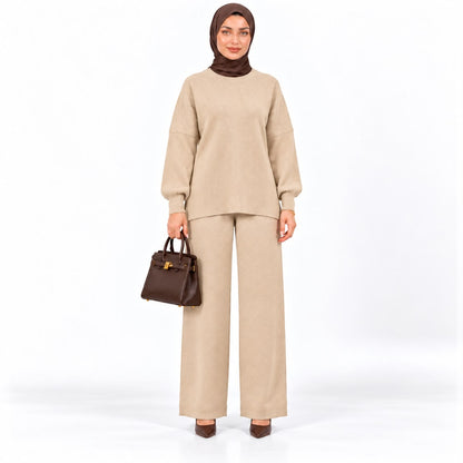 Crewneck Sweater Wide-leg set