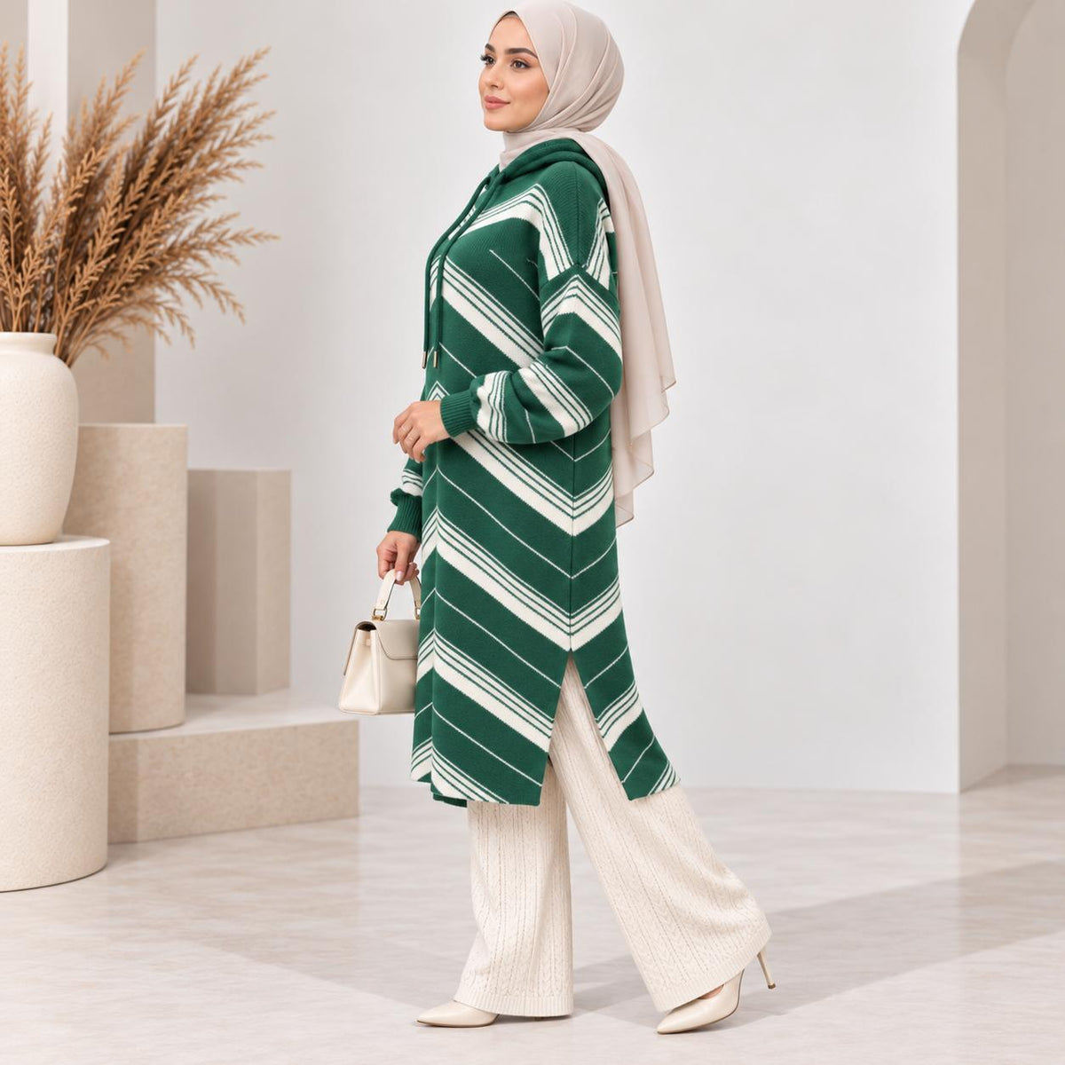 Chevron Knit Hoodie Tunic Collection