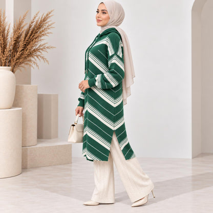 Chevron Knit Hoodie Tunic Collection