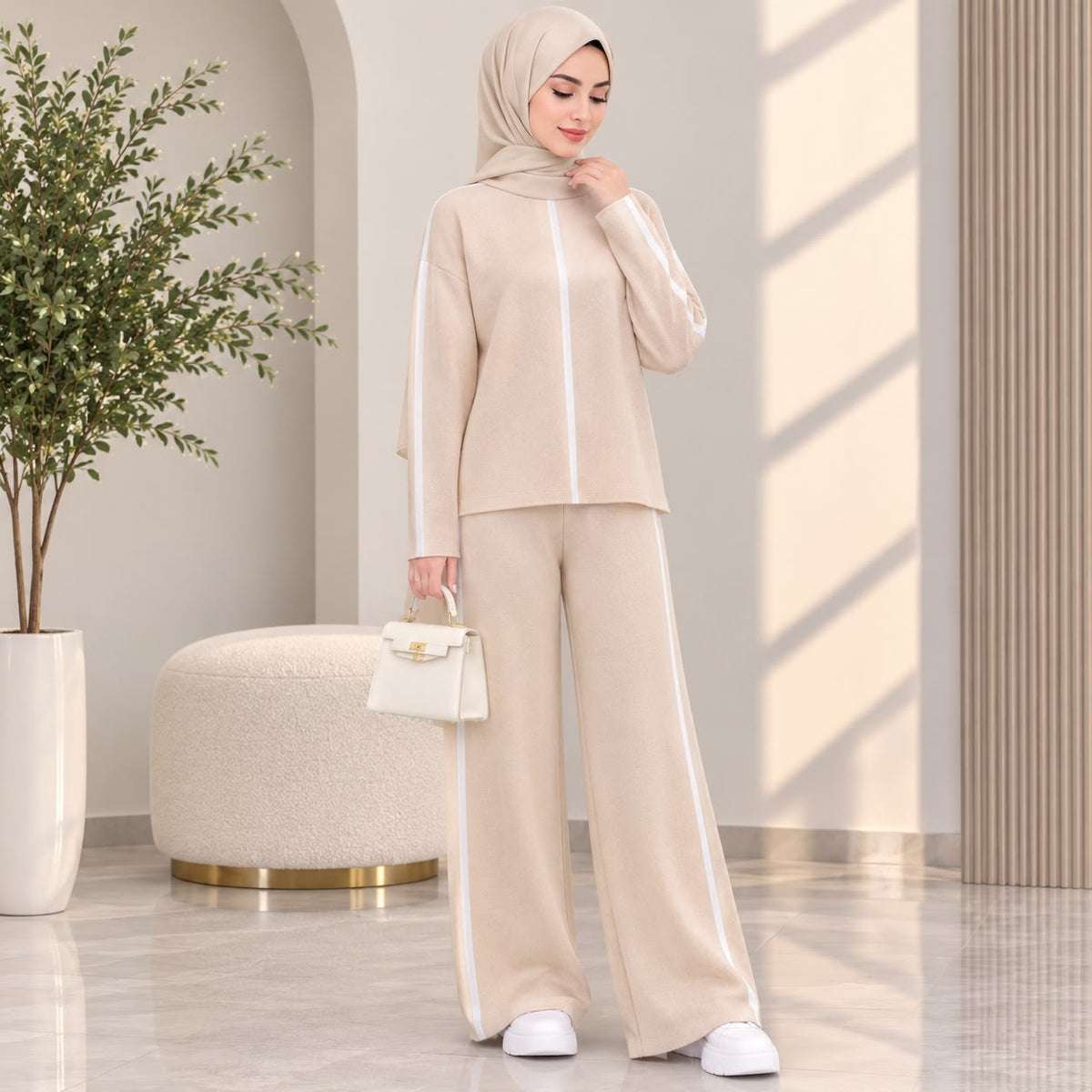 Contrast Knit Set