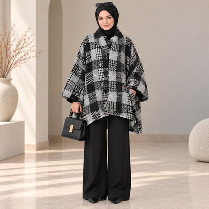 Plaid  Pattern Poncho