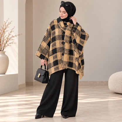 Plaid  Pattern Poncho