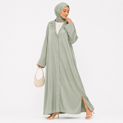 Button-Front Maxi Shirt Dress