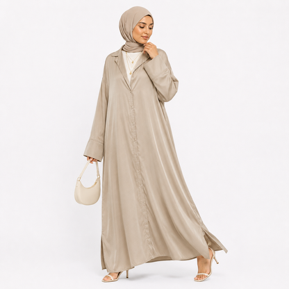 Button-Front Maxi Shirt Dress