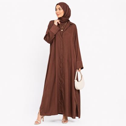 Button-Front Maxi Shirt Dress
