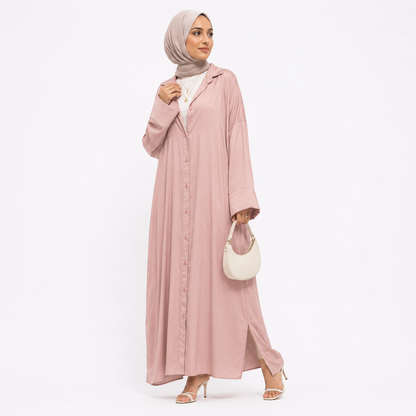 Button-Front Maxi Shirt Dress