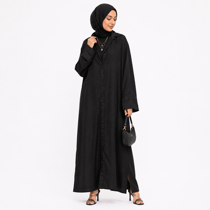 Button-Front Maxi Shirt Dress