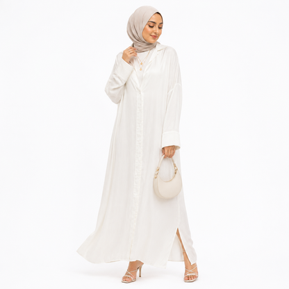 Button-Front Maxi Shirt Dress
