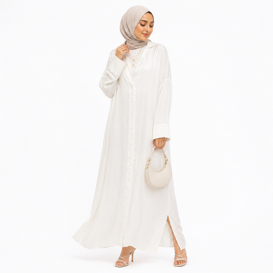 Button-Front Maxi Shirt Dress