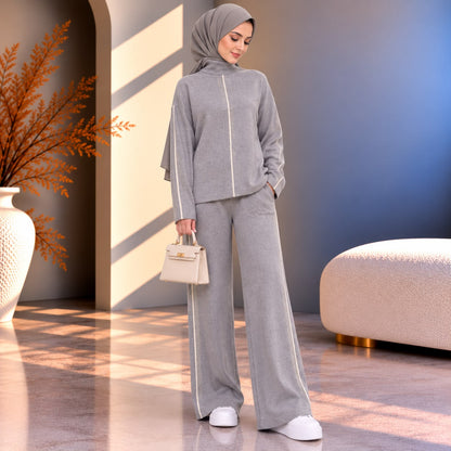 Contrast Knit Set