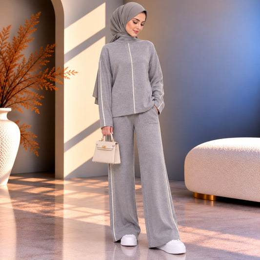 Contrast Knit Set
