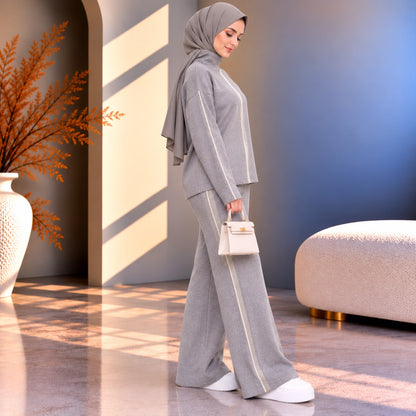 Contrast Knit Set