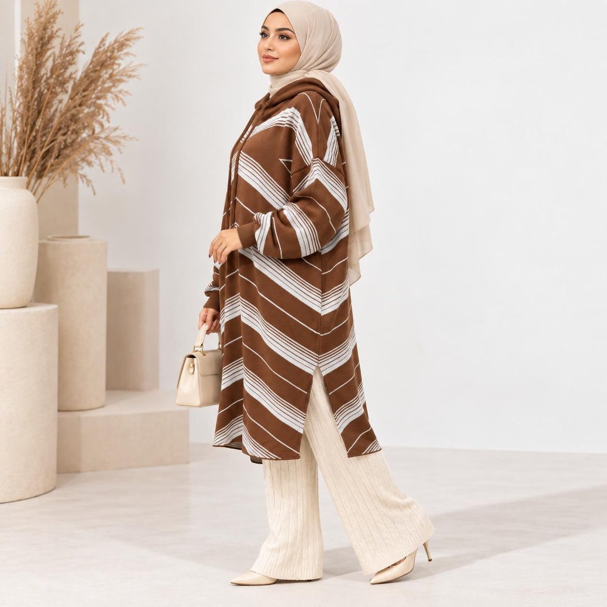 Chevron Knit Hoodie Tunic Collection