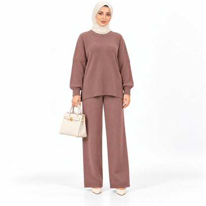 Crewneck Sweater Wide-leg set