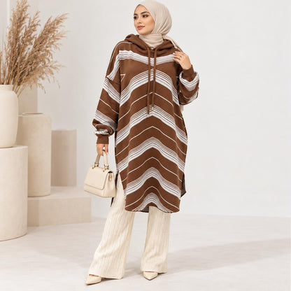 Chevron Knit Hoodie Tunic Collection