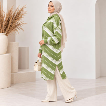 Chevron Knit Hoodie Tunic Collection