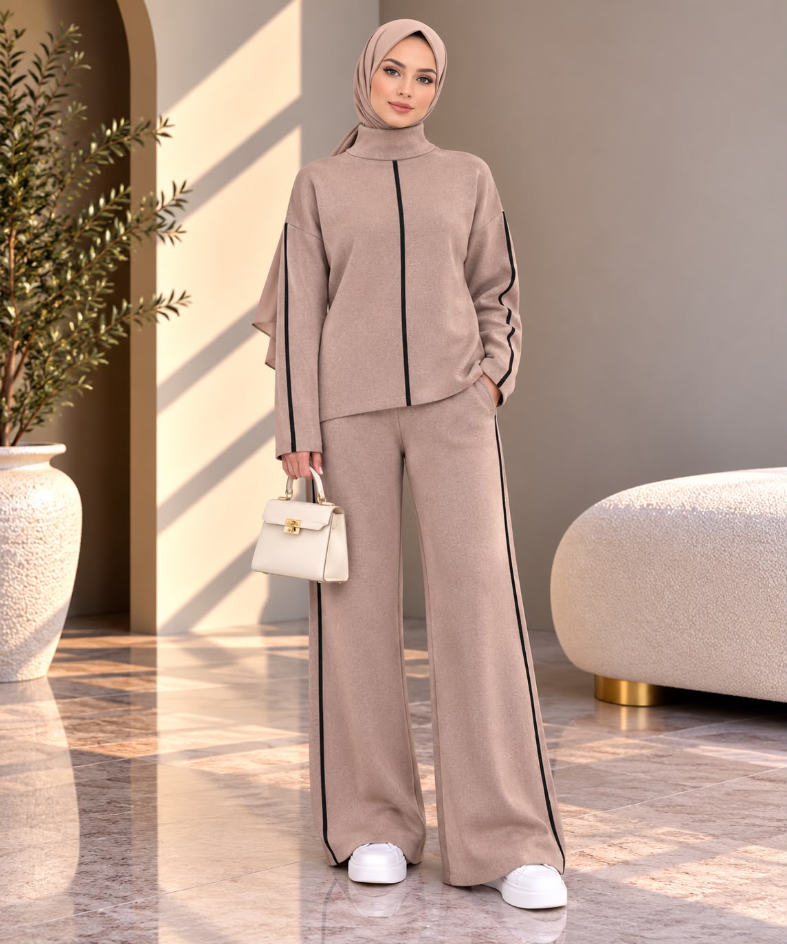 Contrast Knit Set