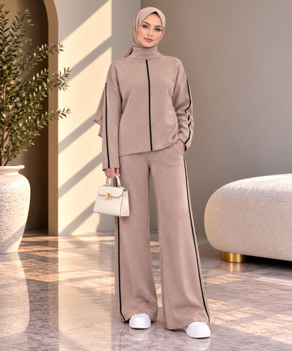 Contrast Knit Set