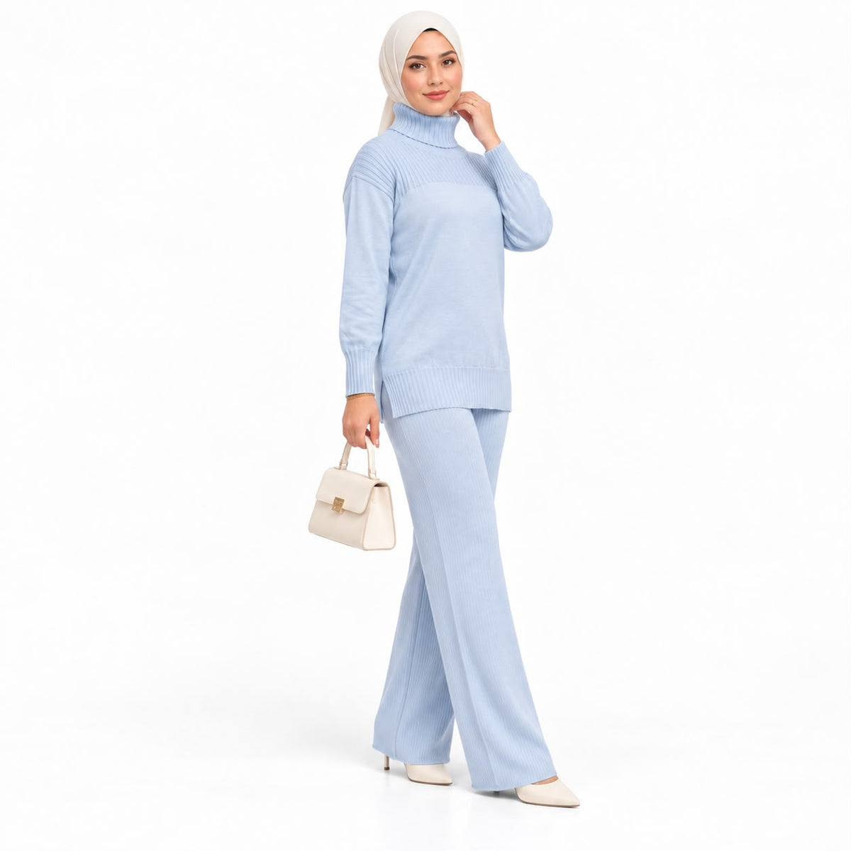 Ribbed Turtleneck Knit Two-Piece Collection